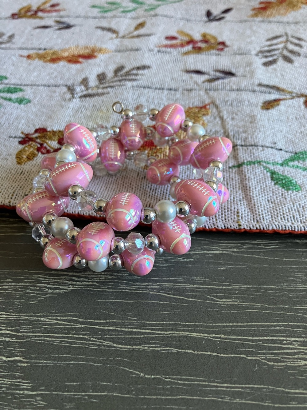 Pink Football Bead Stretch Bracelet - Women Jewelry